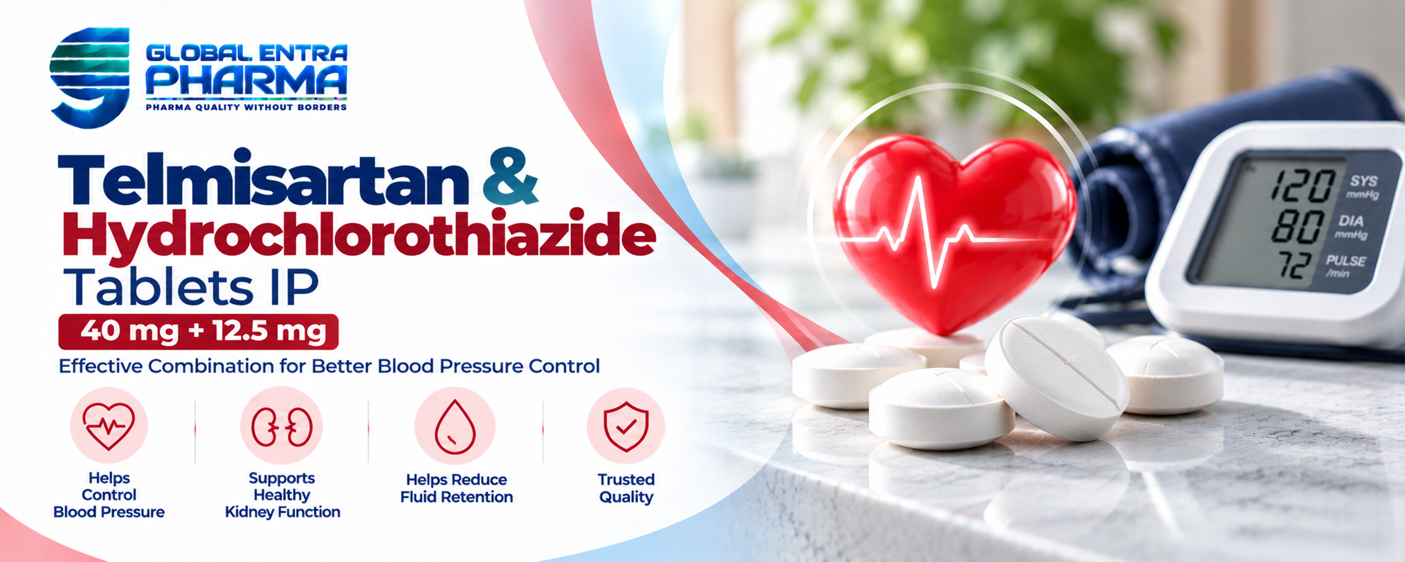 Telmisartan & Hydrochlorothiazide Tablets IP 40 mg/12.5 mg Manufacturer in India